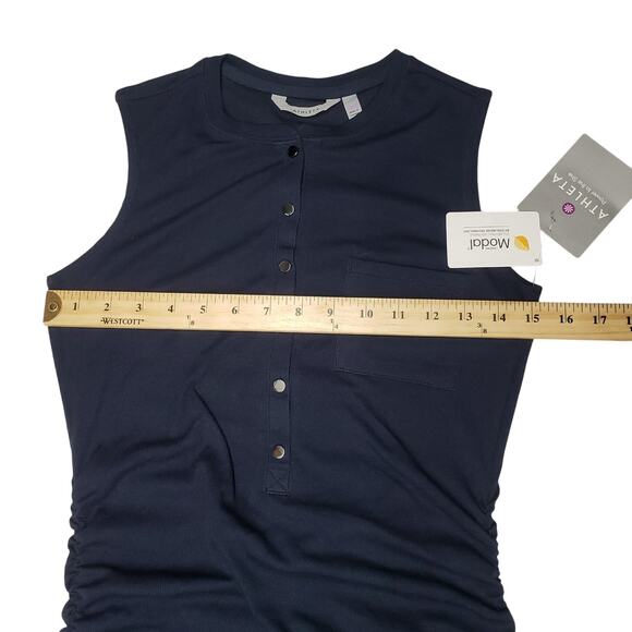 Athleta Women’s Navy Blue Ribbed Henley Maxi Dress Size XXSP Sporty Athleisure - Picture 6 of 11
